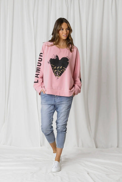 Minimalist Collective| Amour Heart Print Sweater | Dusty Rose