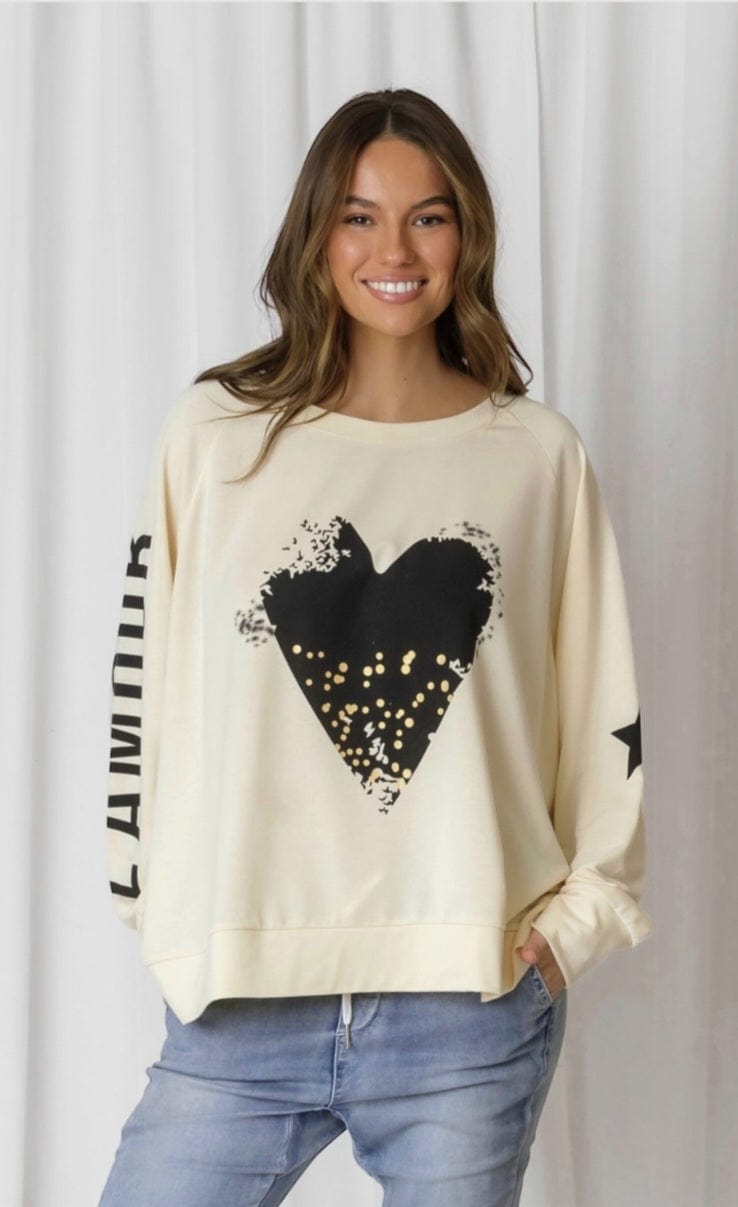 Minimalist Collective| Amour Heart Print Sweater | Butter