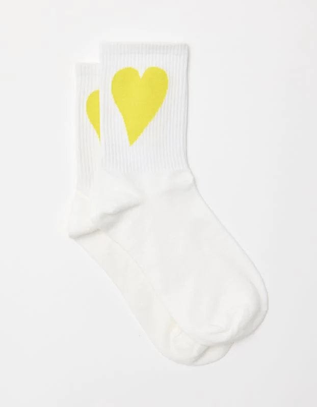 Stella + Gemma | Socks | White w/ Yellow Heart