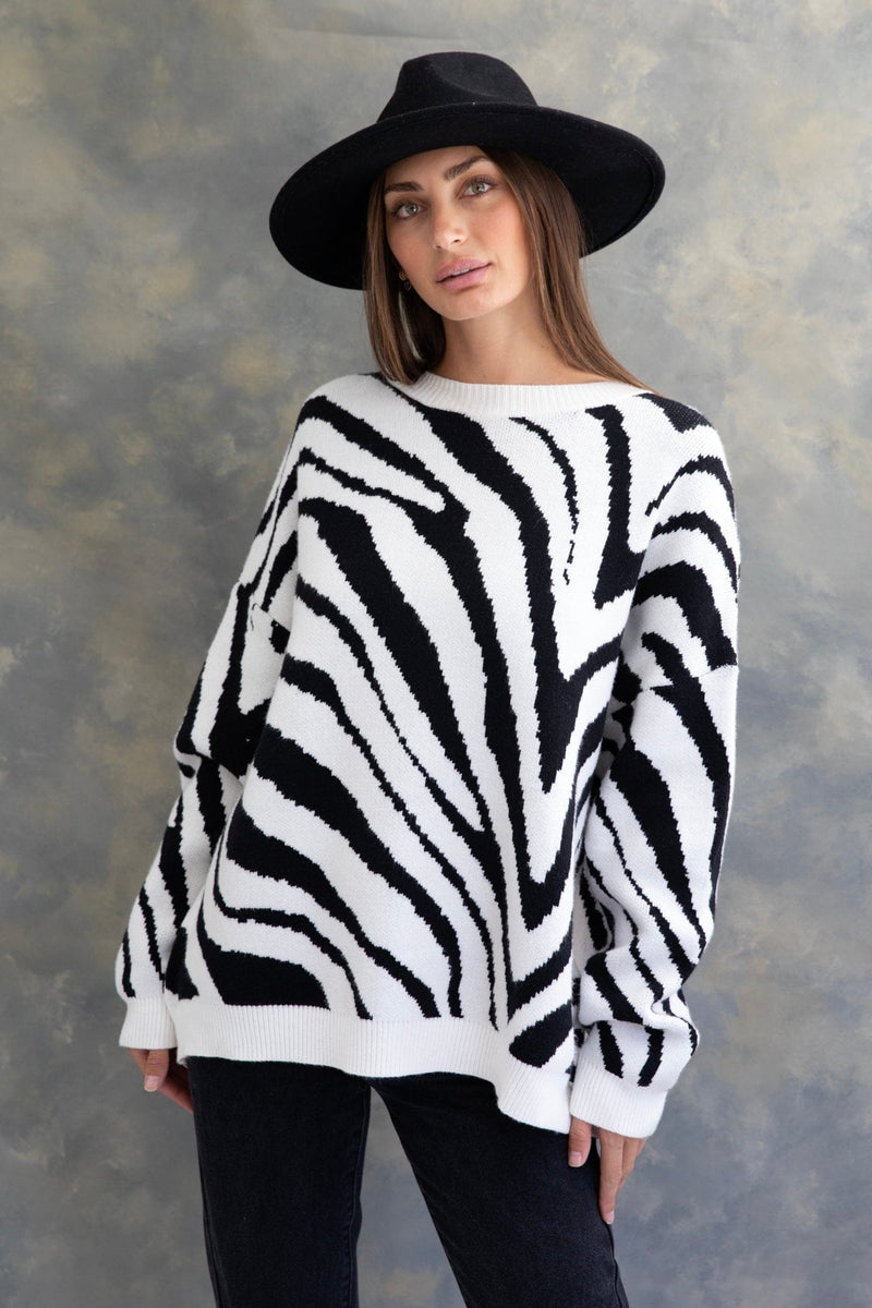 Love Lily The Label | Brentwood Animal Print Knit | BLK/WHT