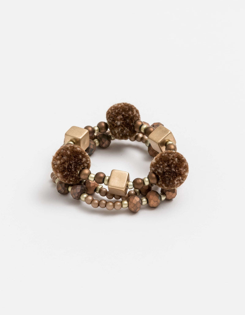 Stella + Gemma | Beads With Choco Pompoms | Bracelet