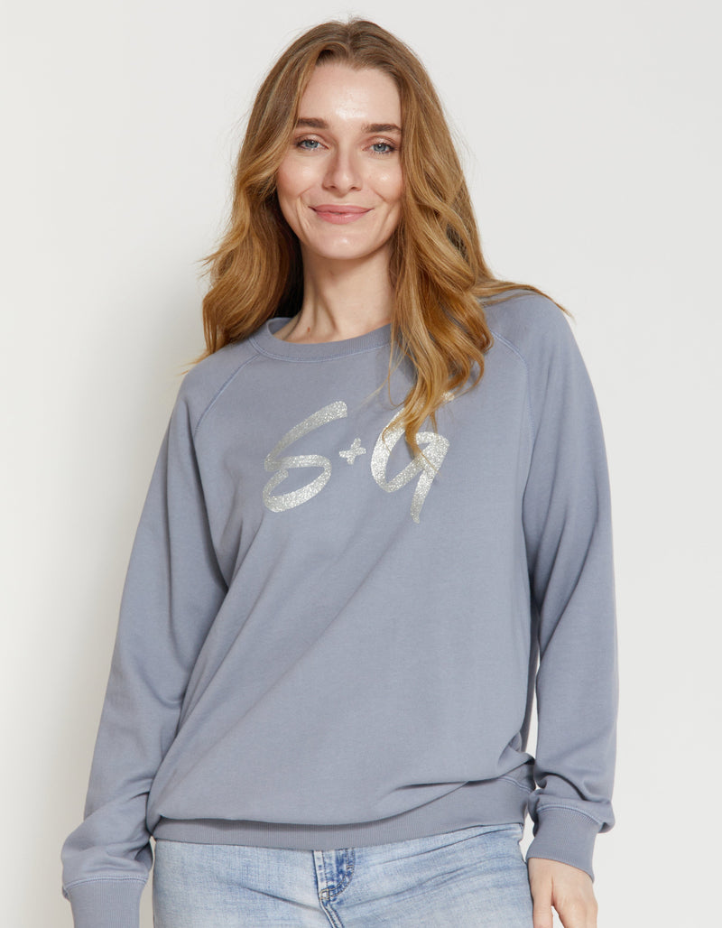 Stella + Gemma | Sweater | Pavement with Silver Logo Glitter