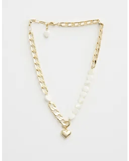 Stella + Gemma | Mop Heart Chain Necklace | Gold