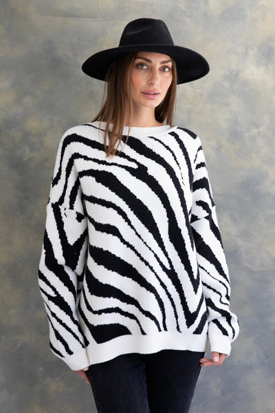Love Lily The Label | Brentwood Animal Print Knit | BLK/WHT