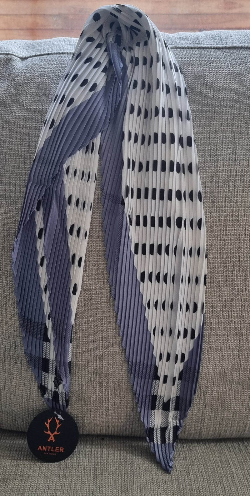 Antler | Pleated Scarf | Black Spot & Lilac Check