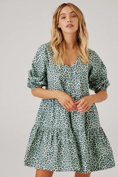Cartel & Willow | Indiana Mini Dress | Sage Leopard