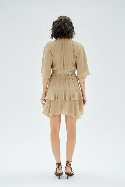 Mink Pink | Abba's Raglan Sleeve Mini Dress | Soft Khaki