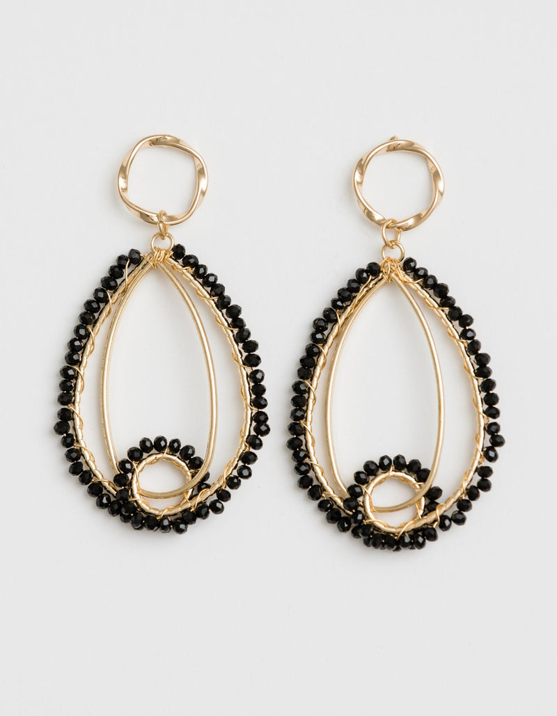Stella + Gemma | Black Bead Multi Ovals Earrings | Black/Gold