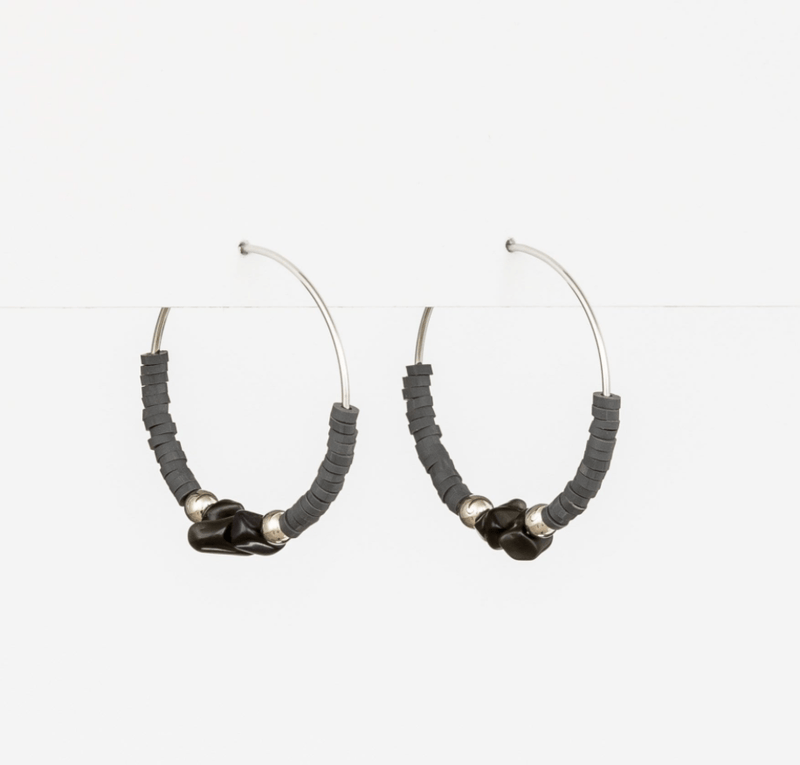 Stella + Gemma | Disc Hoop Earrings | Grey