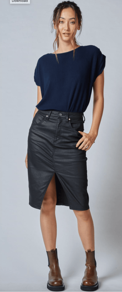 Dricoper | Worn High Rise Revival Skirt | Coated Black