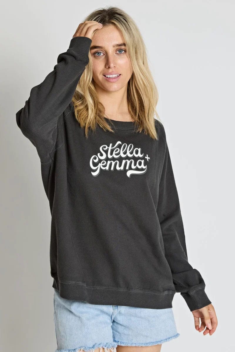 Stella + Gemma |  Black Vintage Logo Sweater | Aged Black