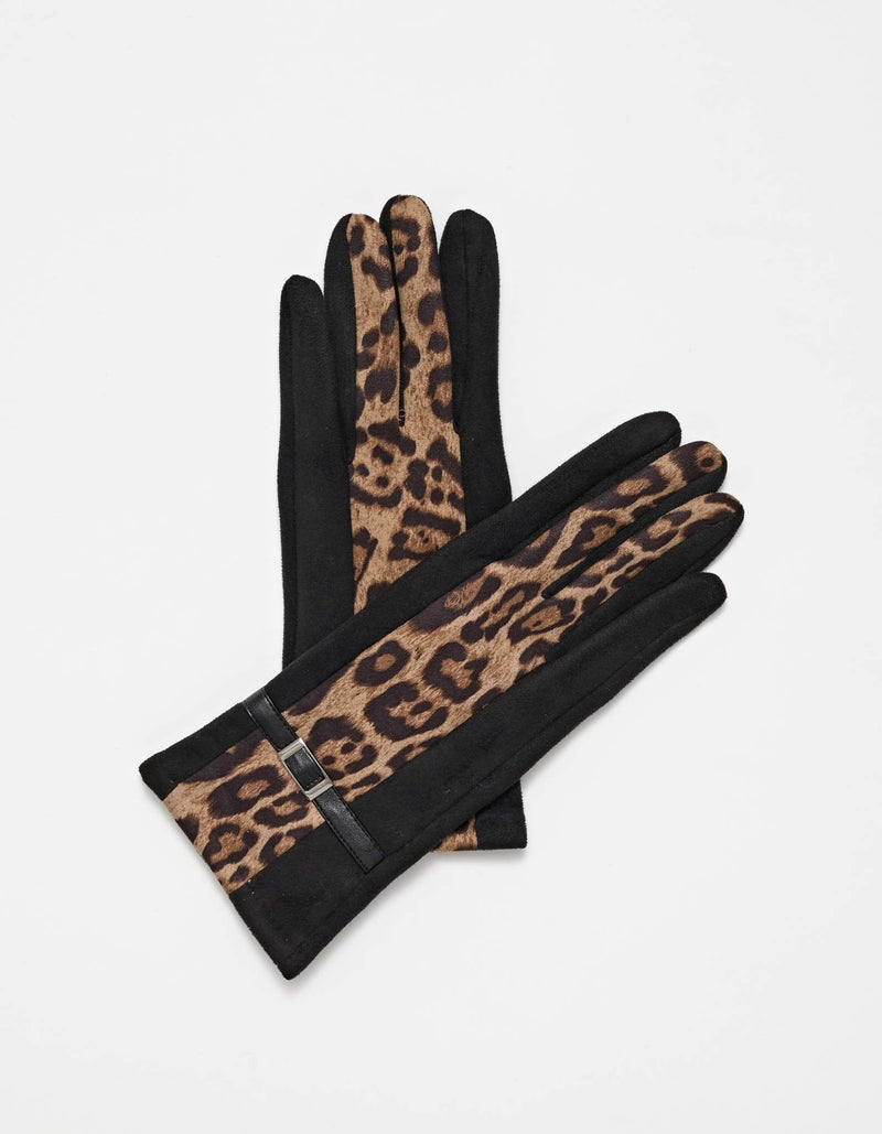 Stella + Gemma | Gloves | Black with Leopard Stripe